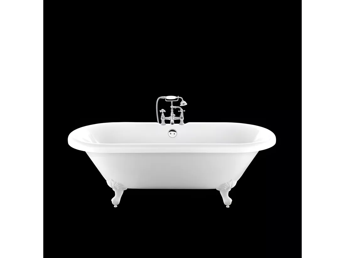 Baignoire ancienne rétro sur pieds CHELSEA Blanche 154 cm Pieds d'Aigle Blancs