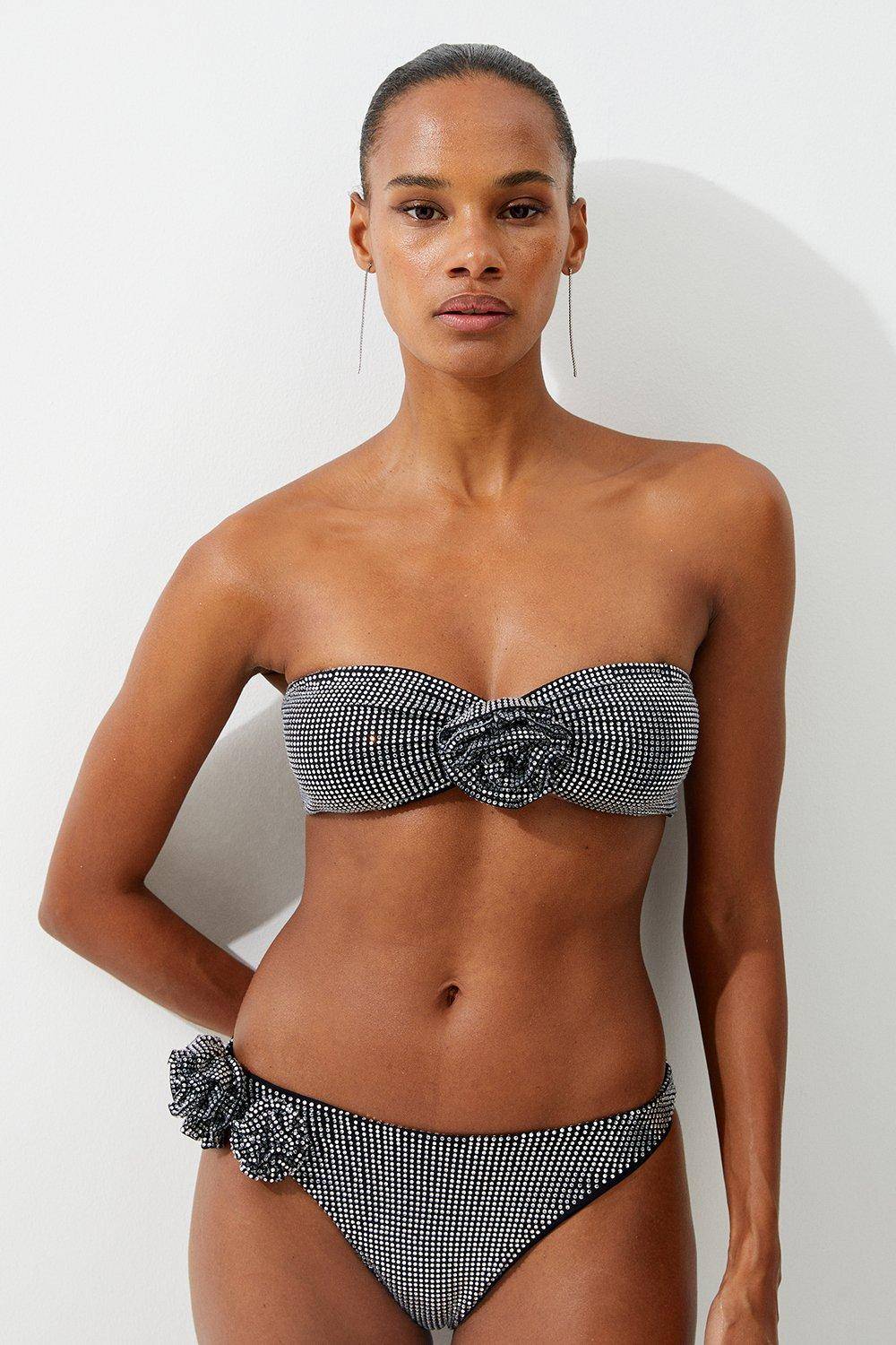 KarenMillen Haut de bikini bandeau orné de rosettes premium