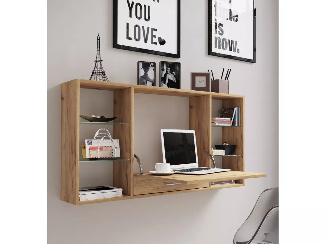 Bureau en bois Bureau mural Teala