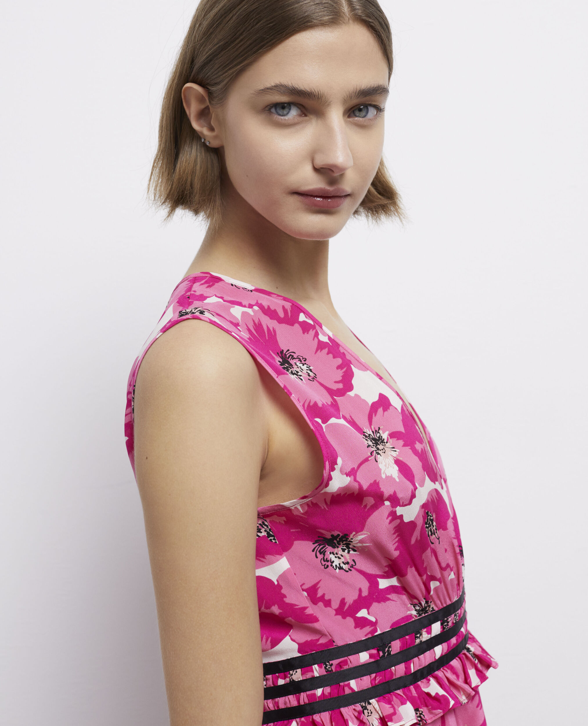 Robe courte imprimée en soie