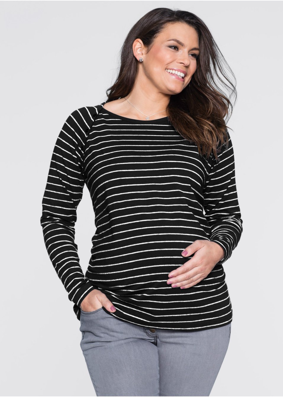 T-shirt de grossesse / d'allaitement avec boutons-pression