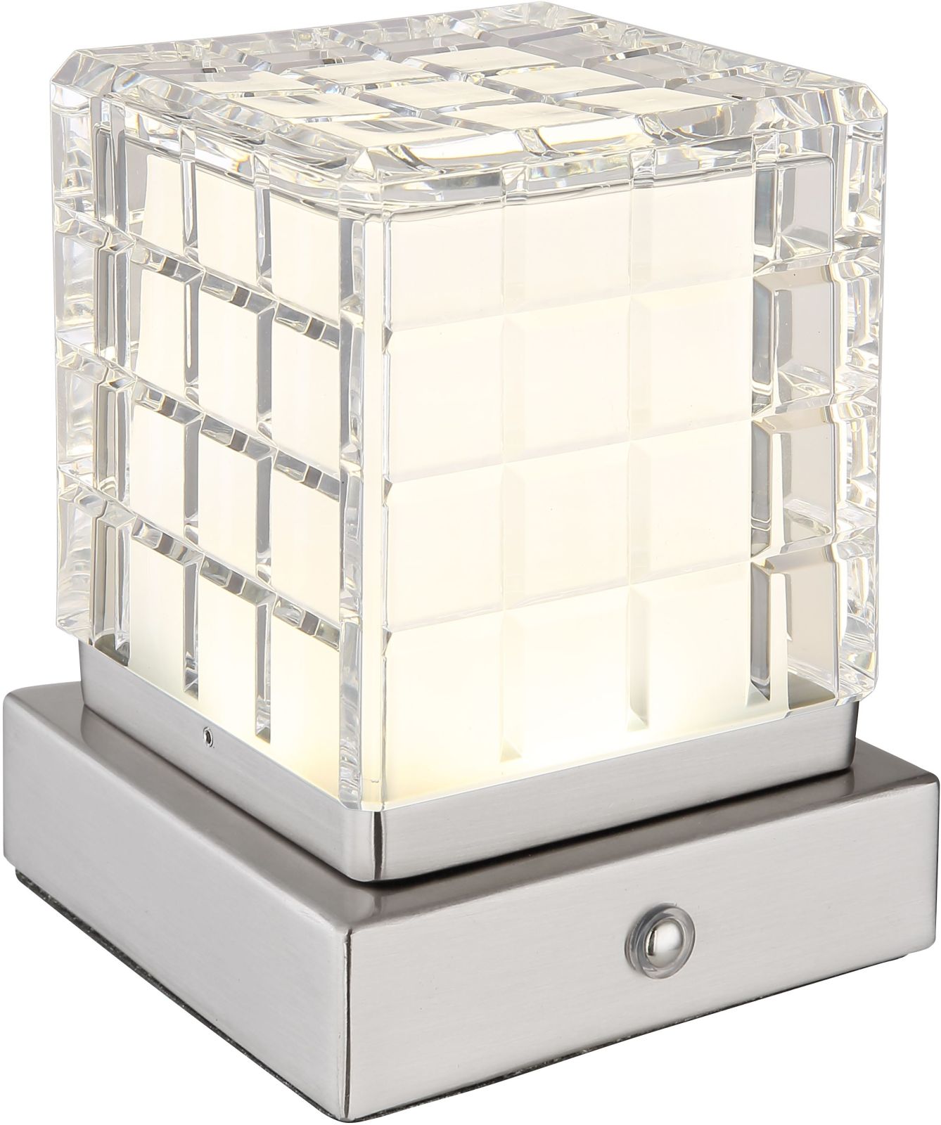 LED-Akku-Tischleuchte - nickel matt - satiniert - Touchdimmer - 10 cm