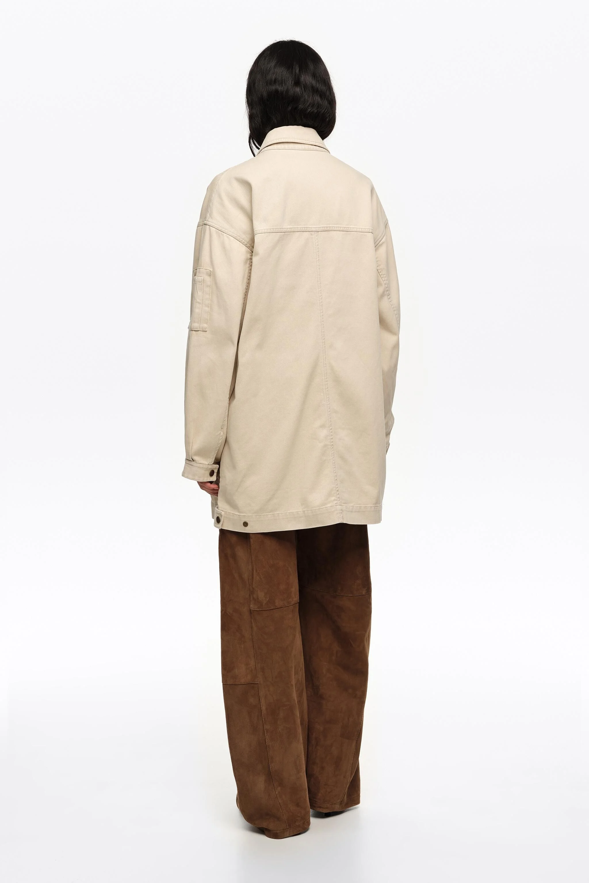 Jaqueta de algodão off-white com vários bolsos