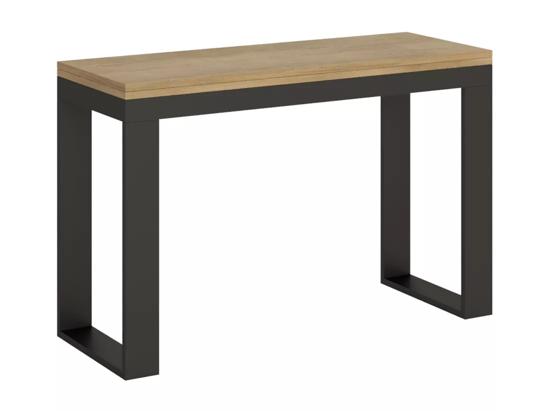 Table extensible portefeuille 120x45/90 cm Tecno Double Chêne Nature cadre Anthracite