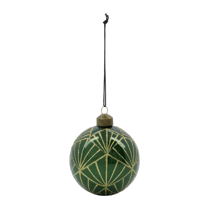 House Doctor - Bely Ornament, 8cm, grün / gold (4er-Set)