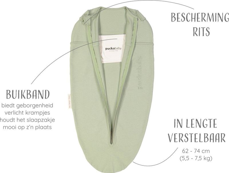 Puckababy Original Mini Inbakerslaapzak (3-6M) - Katoen - Olive