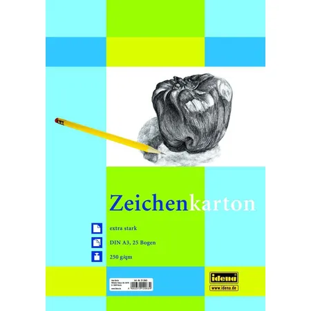 Idena Zeichenkarton A3, 25 Bogen, 250g/qm