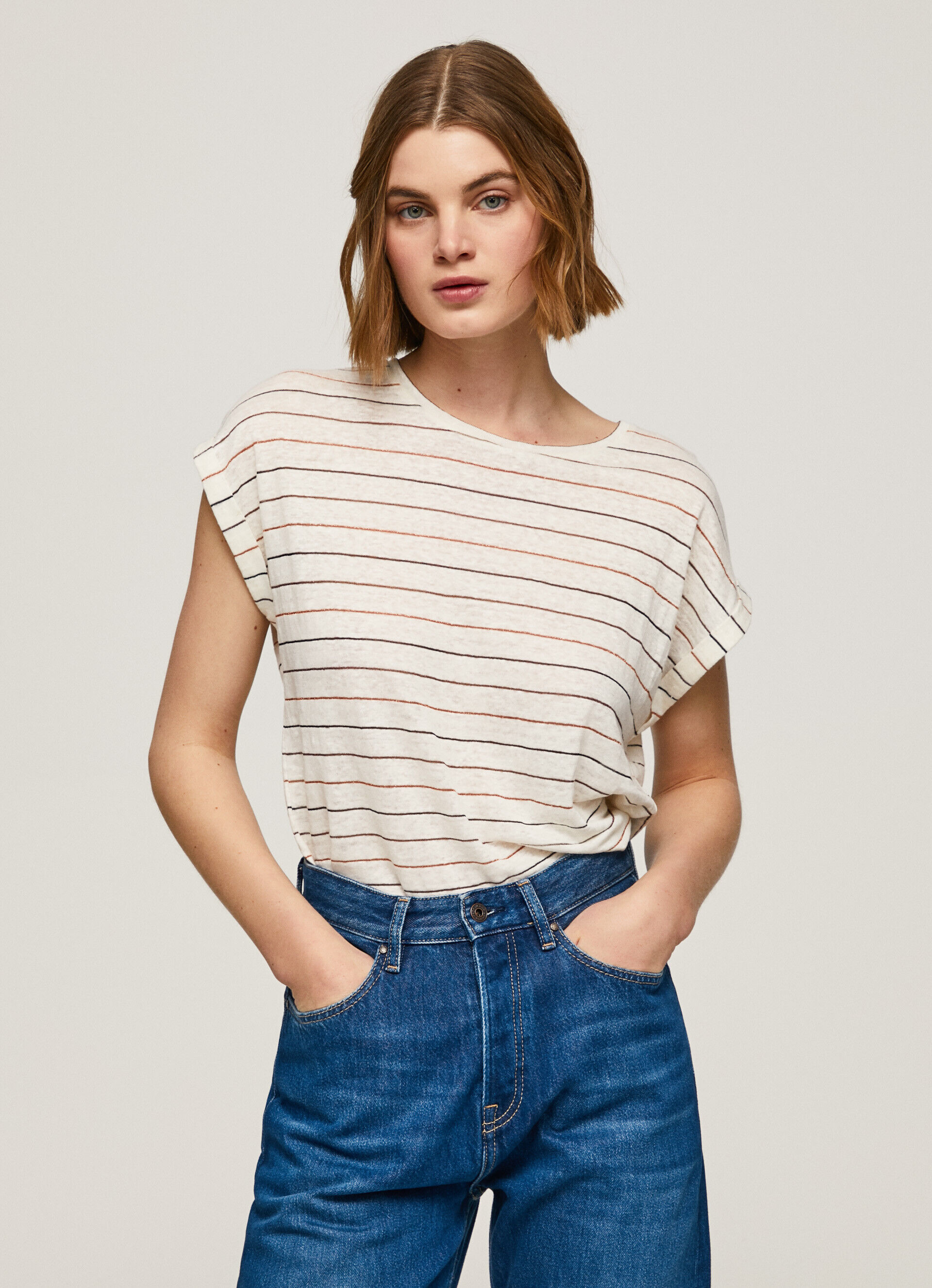 CAMISETA DE LINHO LISTRADA - multicolorida