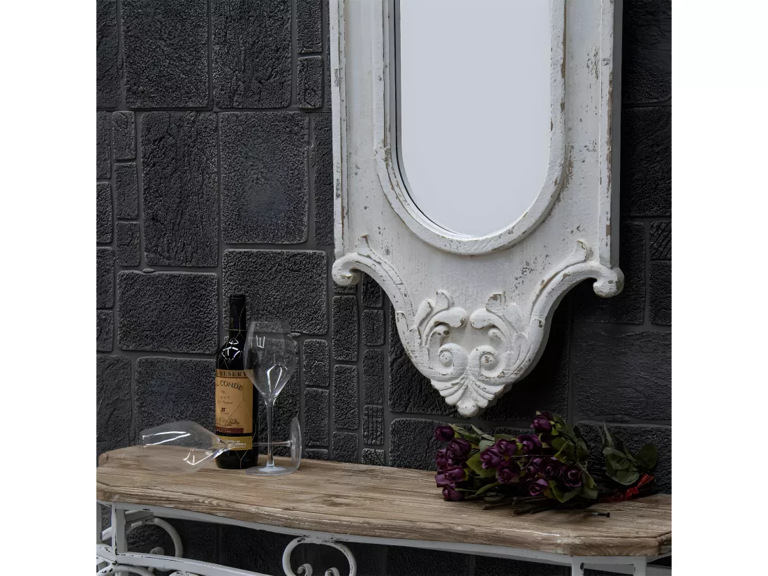 Grand miroir Bois-MDF Blanc - Décoration d'Autrefois