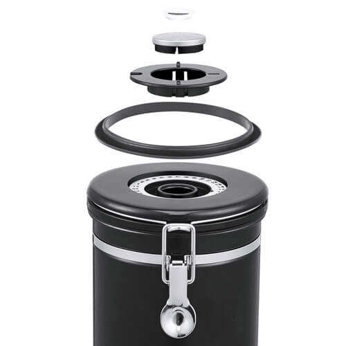 Boîte à café hermétique en acier inoxydable avec valve d'arôme - 500g