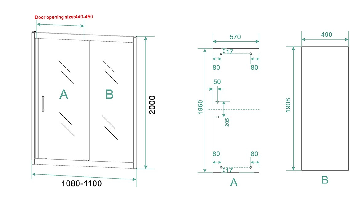 Mueller Manhattan douchecabine 110x100cm met schuifdeur en anti-kalk zwart mat