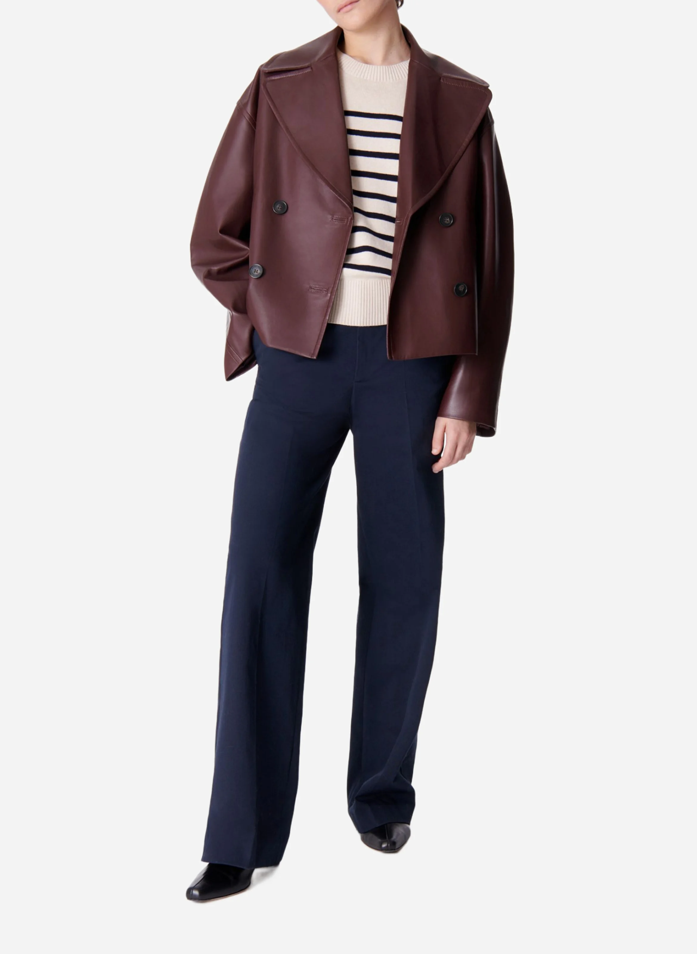 CARLIN - Manteau oversize court boutonné | Rouge