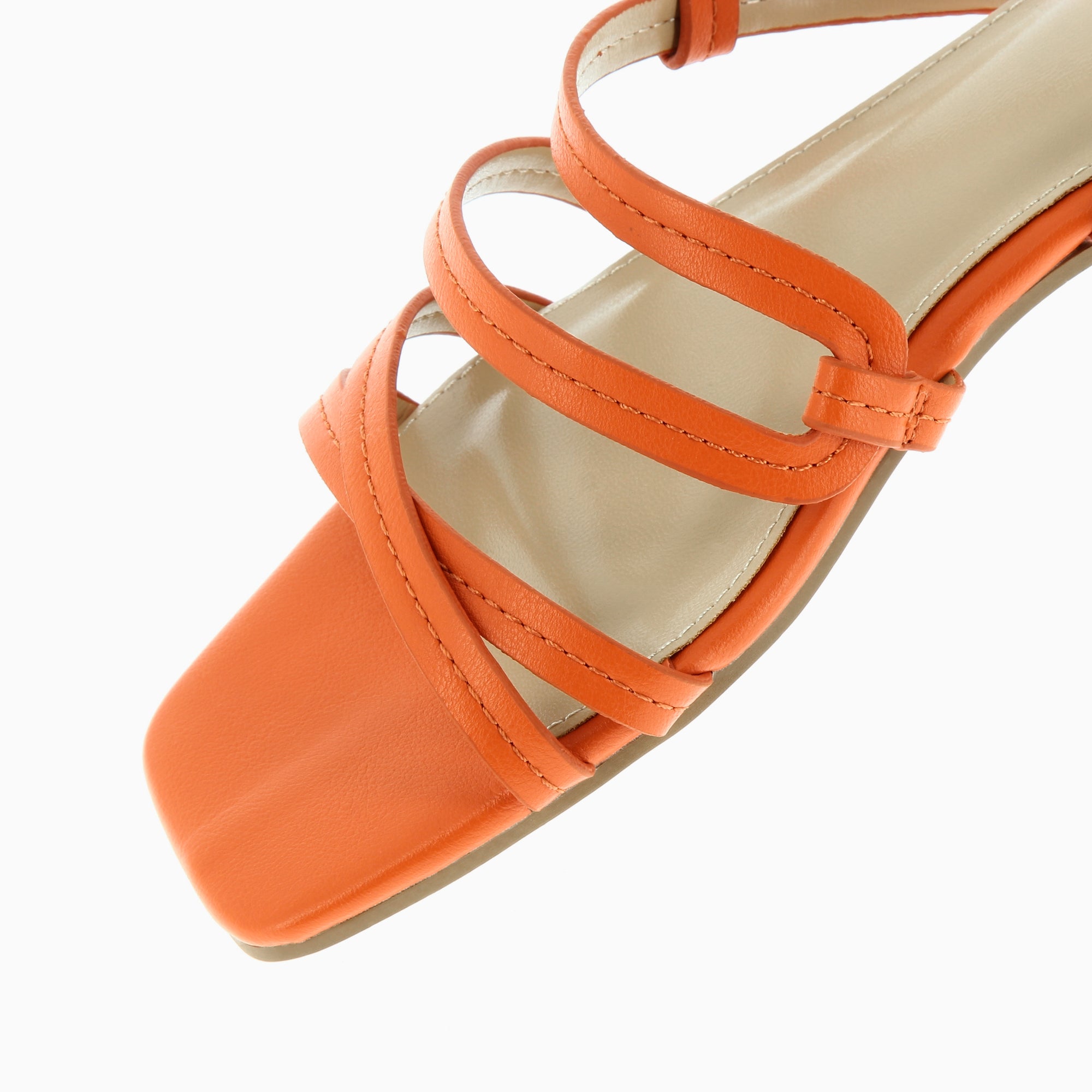Sandales plates-Sandales plates Aniyah orange à bout carré