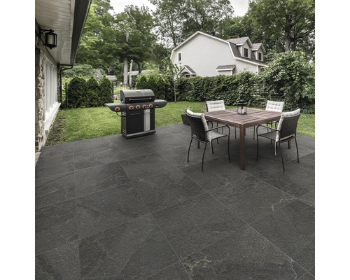 FLAIRSTONE porseleinen terrastegel Canyon Black gerectificeerde rand 60 x 60 x 2 cm