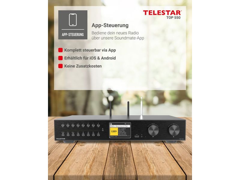 Telestar Netzwerk-Audioplayer TOP 550 Schwarz All-In-One-HiFi-System mit DAB /FM, Internetradio und CD-Player