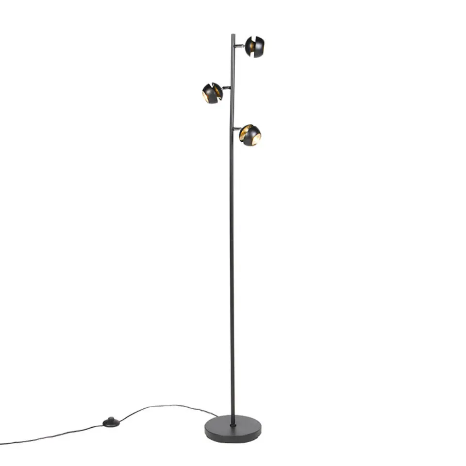 Qazqa vloerlampen buell zwart gu10