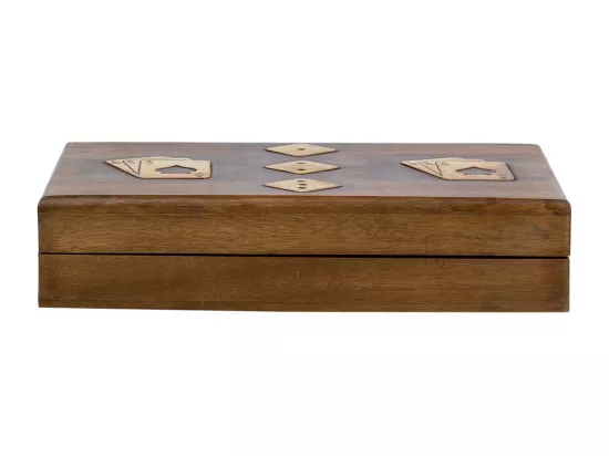 Jeu de cartes et dés avec boîte en bois 19x12x4h