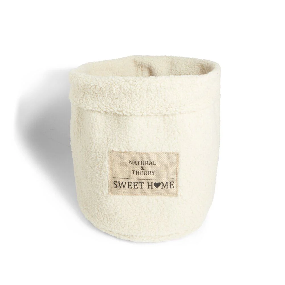 Panière laine bouclée beige H26cm