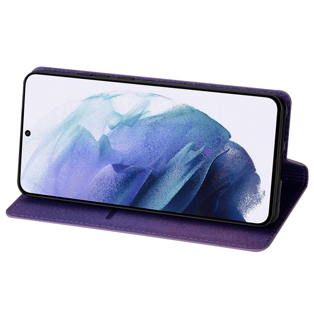 Samsung Galaxy S23 Ultra 5G Flip Wallet Cover Leder Tasche Glitzer Optik - Lila