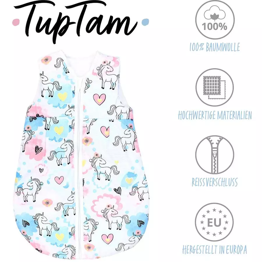 TupTam Baby Ganzjahres Schlafsack Ärmellos Wattiert rosablau