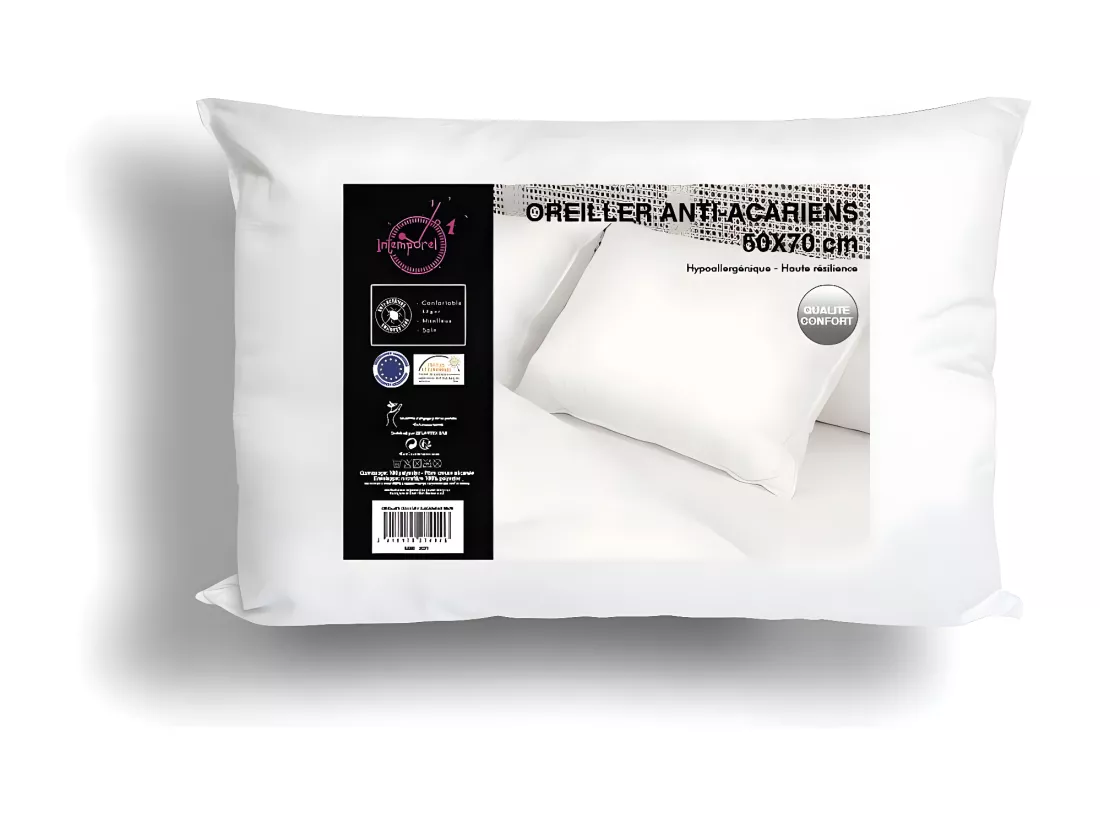 Oreiller anti-acarien CONFORT 50x70 cm, par Intemporel