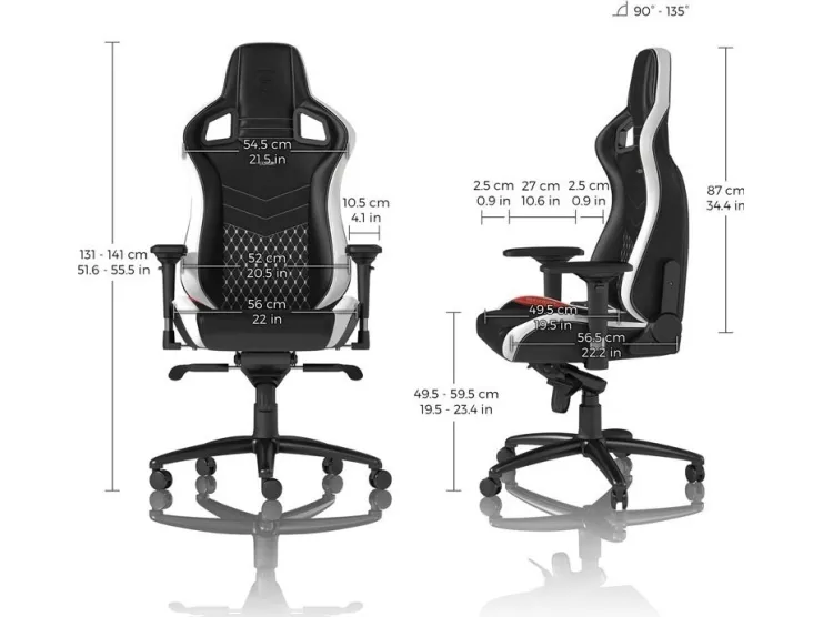 noblechairs EPIC Ægte læder Gaming Stol- Sort/hvid/rød