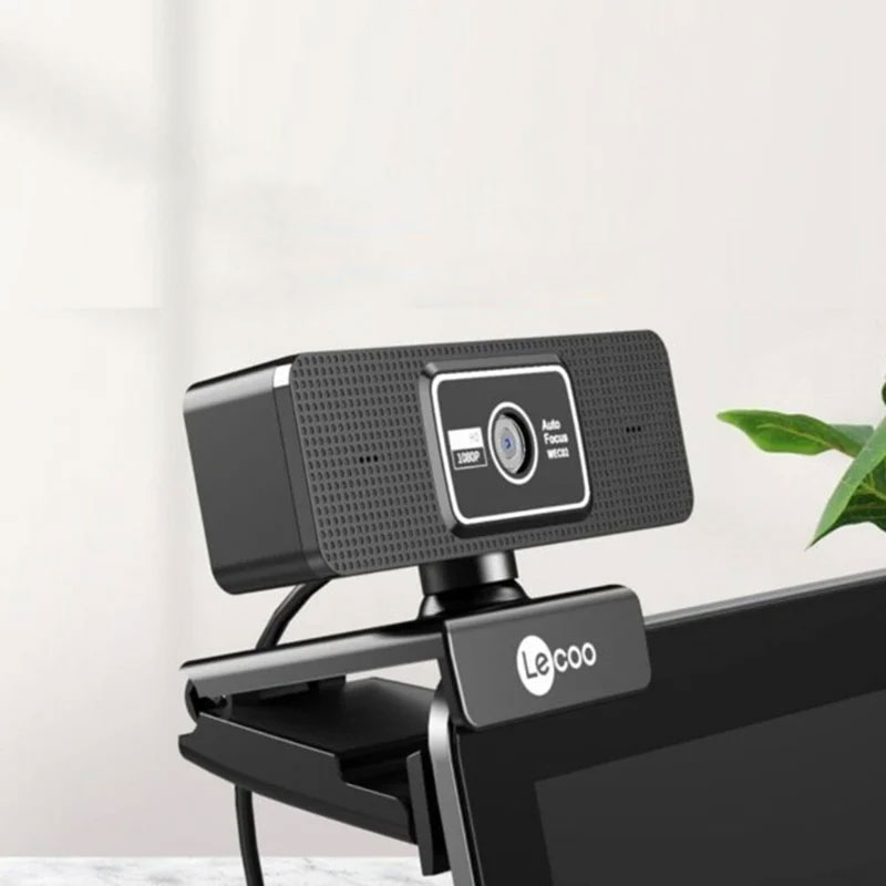 Lecoo (by Lenovo) - USB 2.0 Webcam 2MP 1080p@30fps Full HD Auto Focus Kamera für Laptop / PC mit Mikrofon (WEC02) - Schwarz