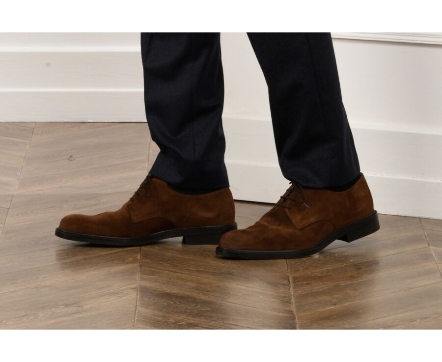 Derbies homme Velours Havane semelle gomme - DOVER GOMME CITY