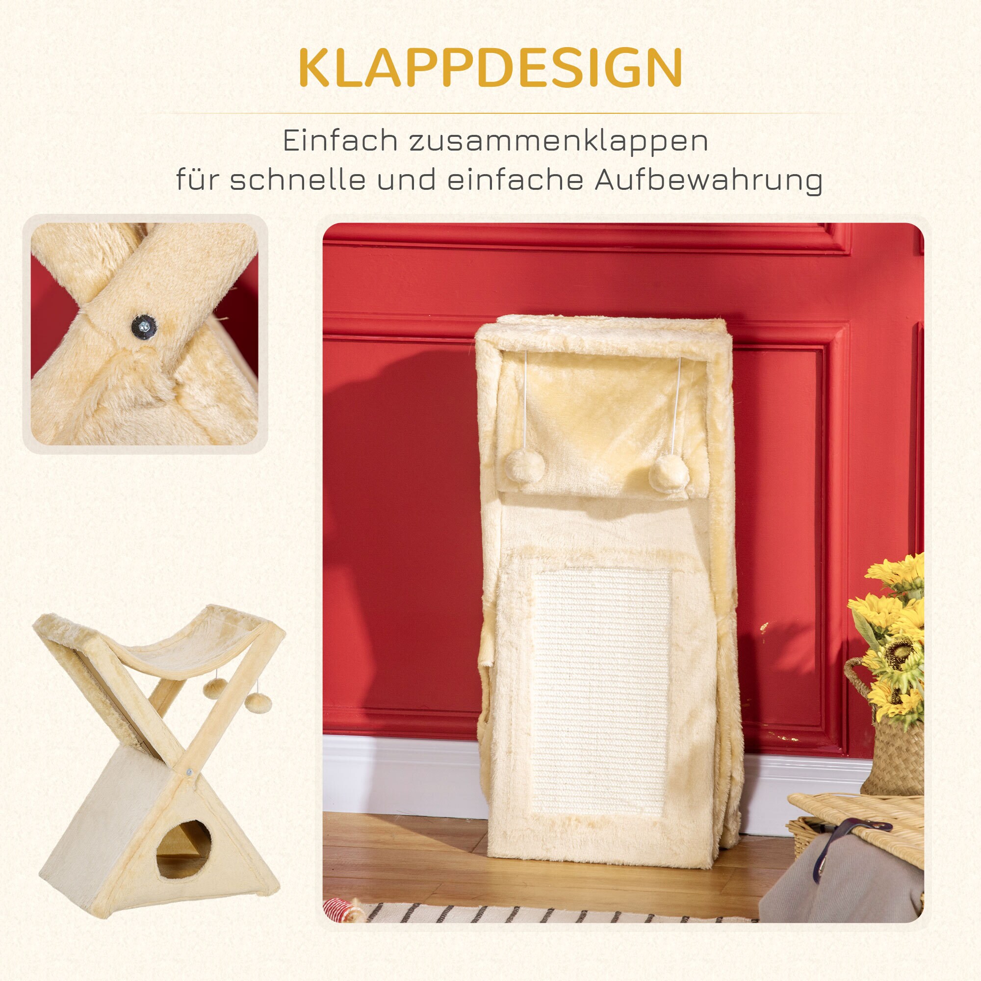 PawHut Katzenturm mit Höhle und Hängematte 50 x 32 x 65 cm (LxBxH)