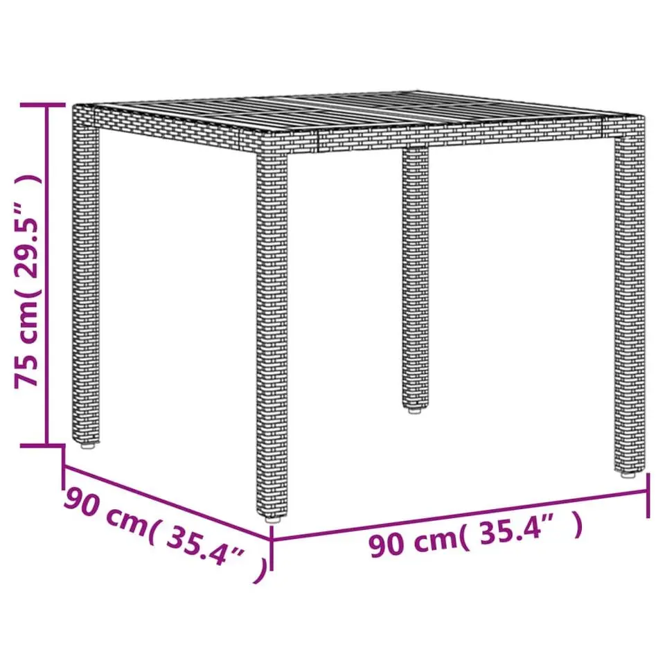 vidaXL - Tuintafel - Grijs - Poly rattan - 90 x 90 x 75 cm