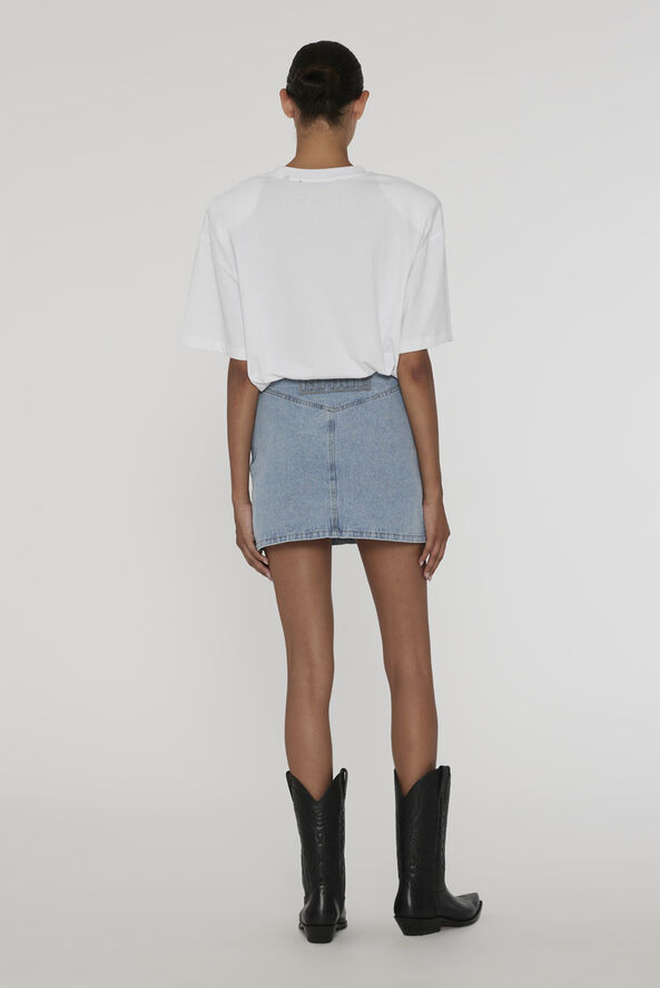 ROTATE Birger Christensen Denim Laced Mini Skirt Light blue denim