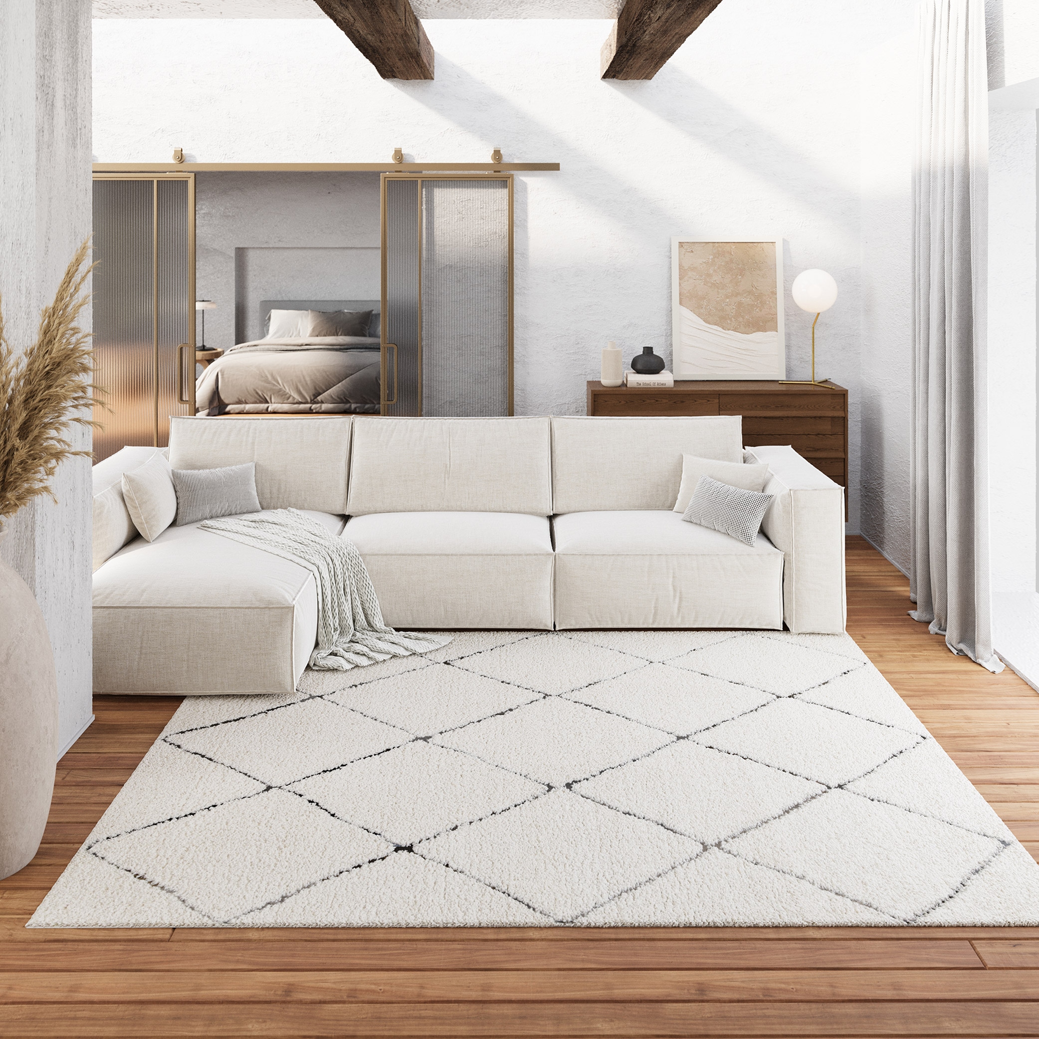 Wecon home Hochflor-Teppich »STUDIO  two« rechteckig 35 mm Höhe weicher und kuscheliger Flor, Wohnzimmer, Schlafzimmer, im Berber-Stil
