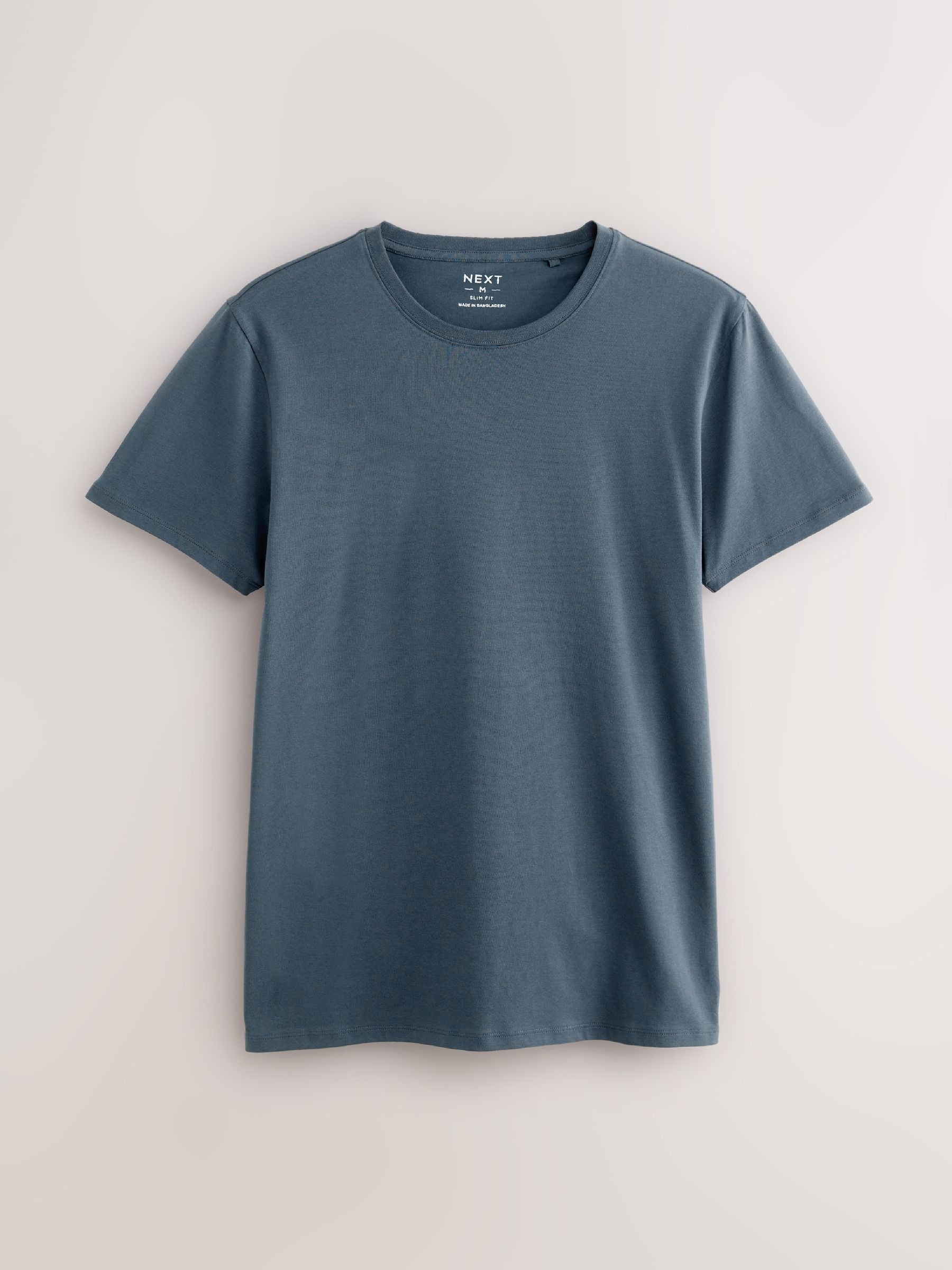 Blauw - Slim Fit - Set van 5 100% katoenen T-shirts met laagjes