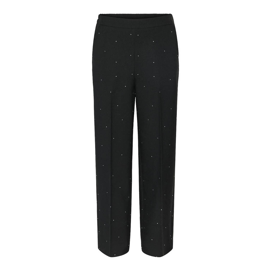 PEÇAS<br>Calças largas, cintura alta com strass