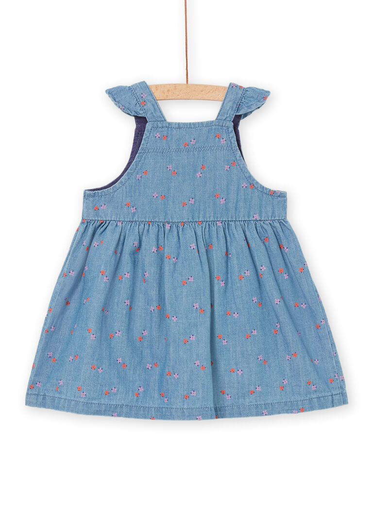 Robe en denim à imprimé fleuri