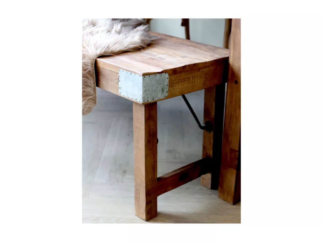 Banc d'intérieur en bois marron et métal noir 180 x 40 x 44 cm