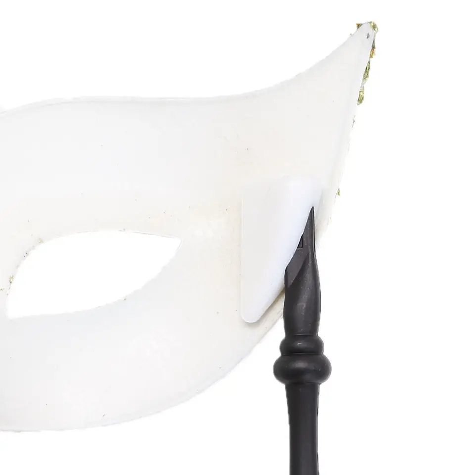 Venezianische Stabmaske Fasnachts Halbmaske Kostüm Zubehör Motto Party Accessoire Halloween Foto Requisite mit Spitzenbordüre - Schwarz