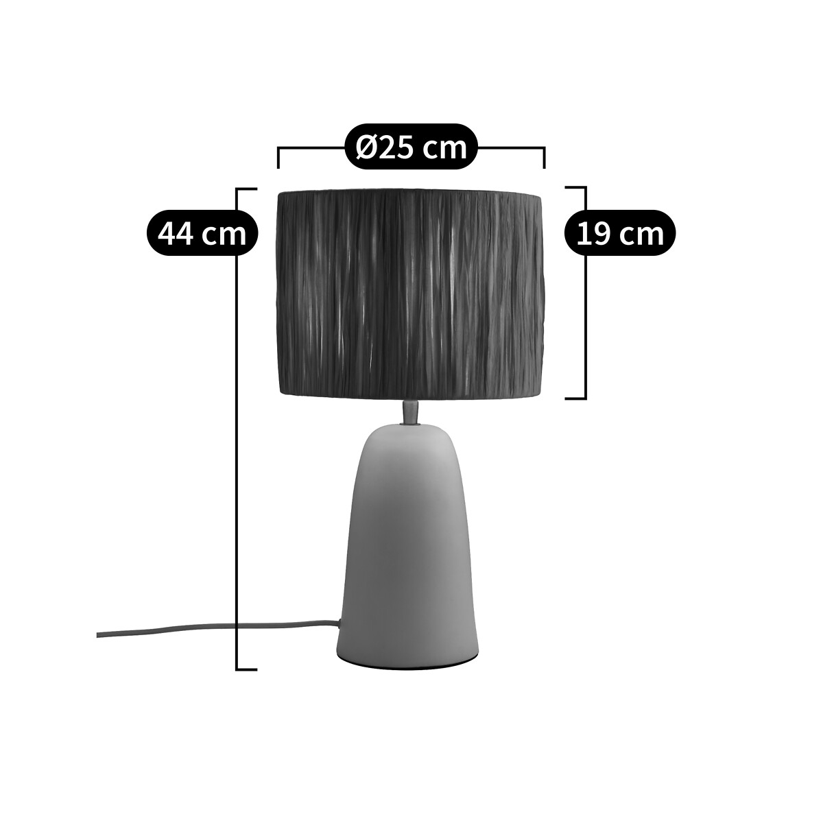 LA REDOUTE INTERIEURS<br>Candeeiro de mesa em terracota e ráfia, Neven