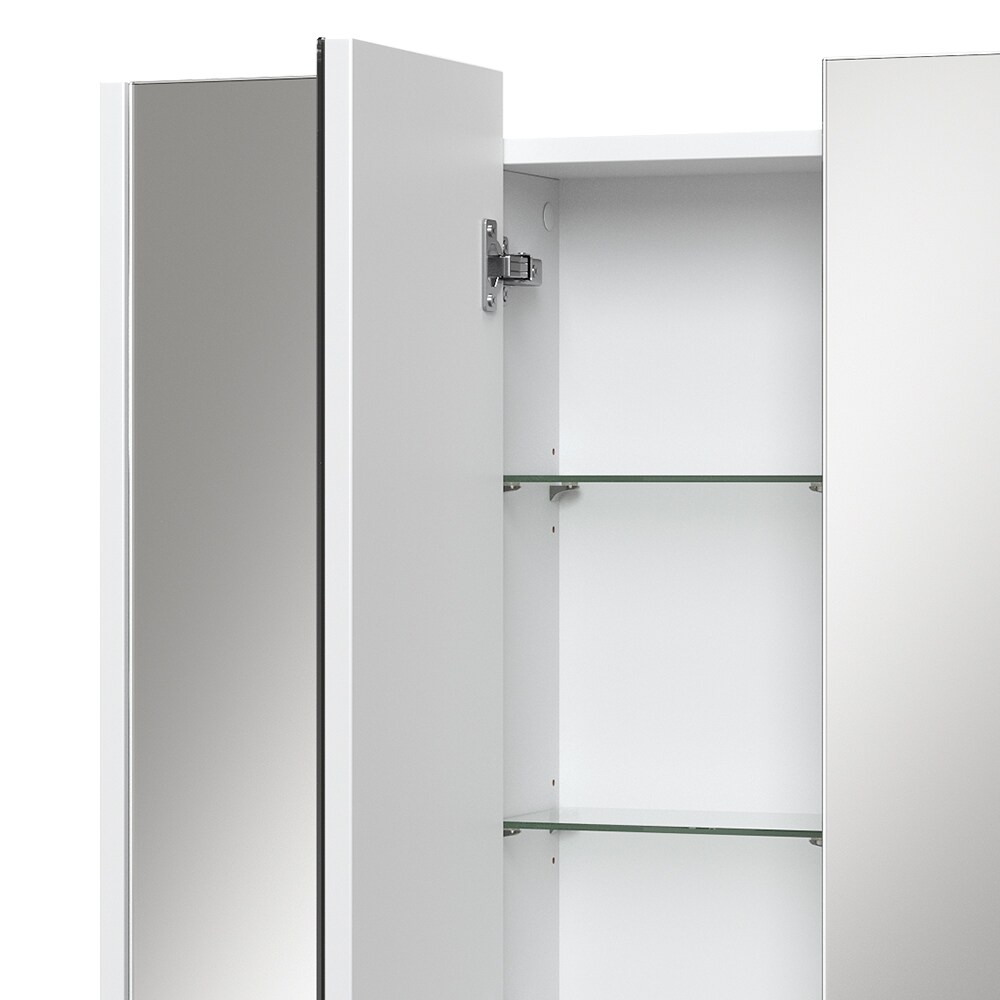 Vicco Spiegelschrank Badspiegel Wandspiegel Majest Weiß Hochglanz modern 67x68 cm Badezimmer Schrank Badschrank Badezimmermöbel Badmöbel Tür