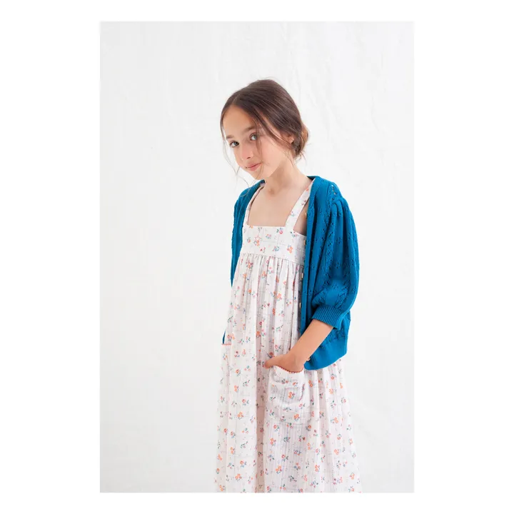 Tocoto Vintage Robe Longue Carreaux à Fleur | Blanc