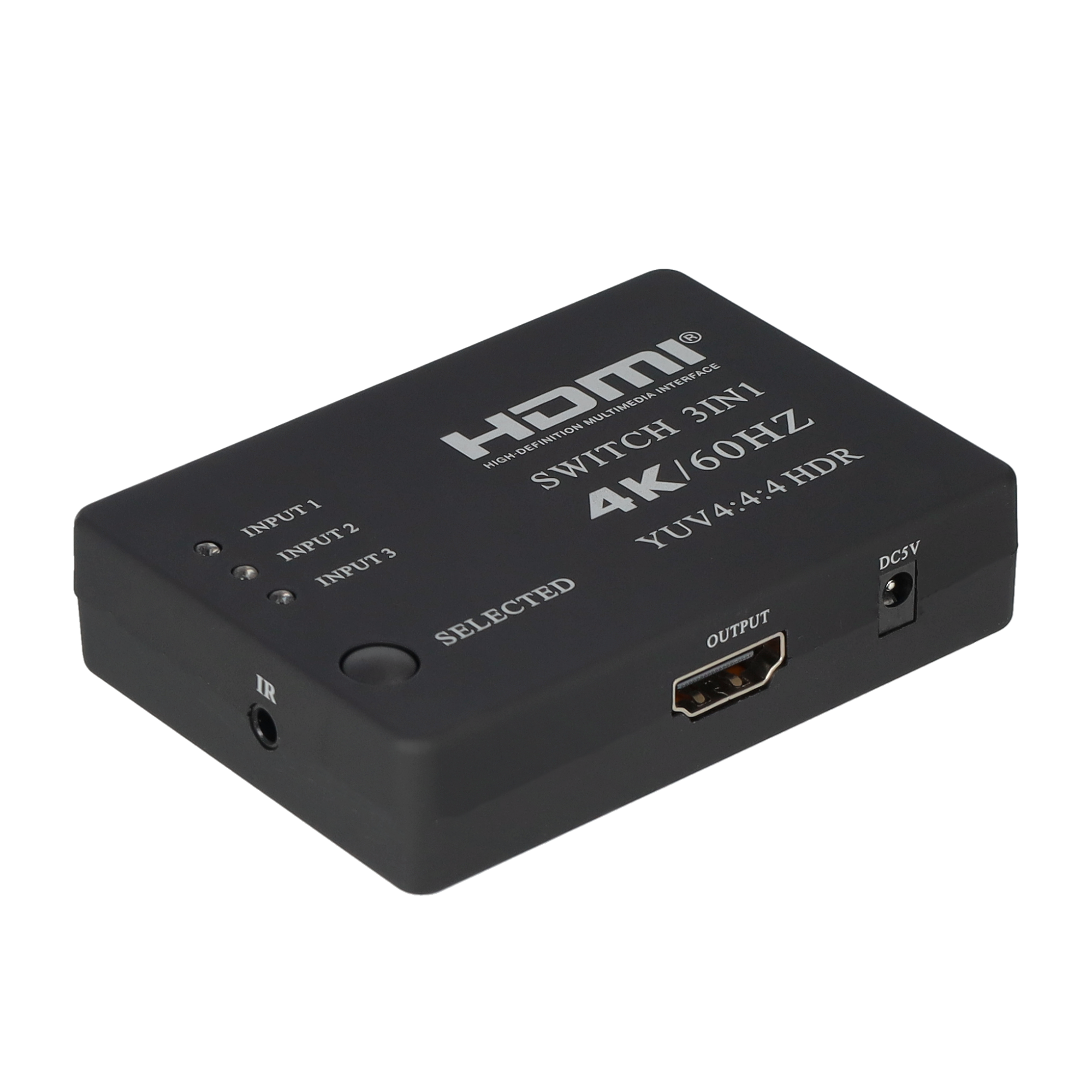 3-fach HDMI 4K Hub Verteiler Switch Audio Video Konverter mit Fernbedienung - Schwarz