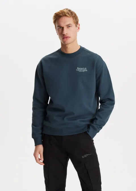 Sweater met print research blauw (PETROL)
