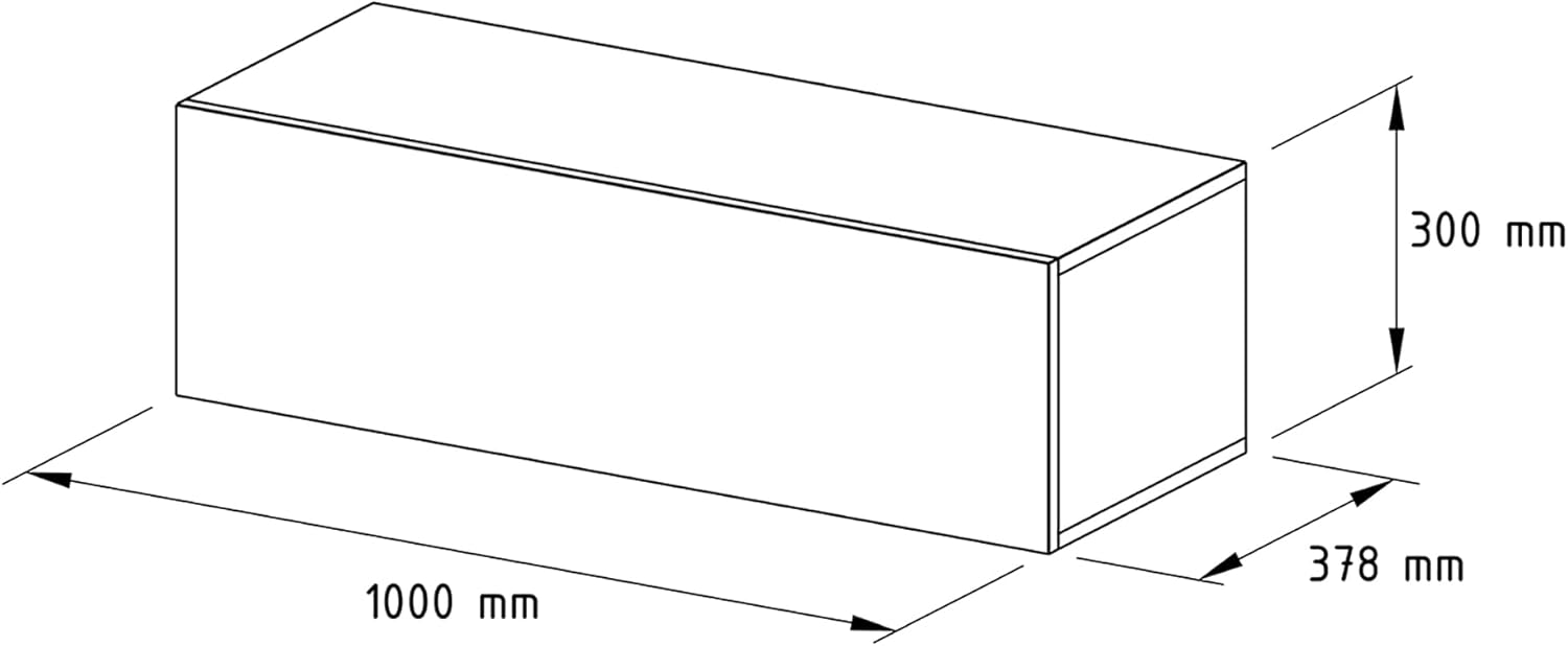 Planetmöbel Flur Möbel Garderobe Hängeschrank 1x 100 cm Weiß, Kompaktgarderobe mit Klappe als Stauraum, Wandgarderobe hängend oder stehend, 37,8T x 100B x 32,5H cm