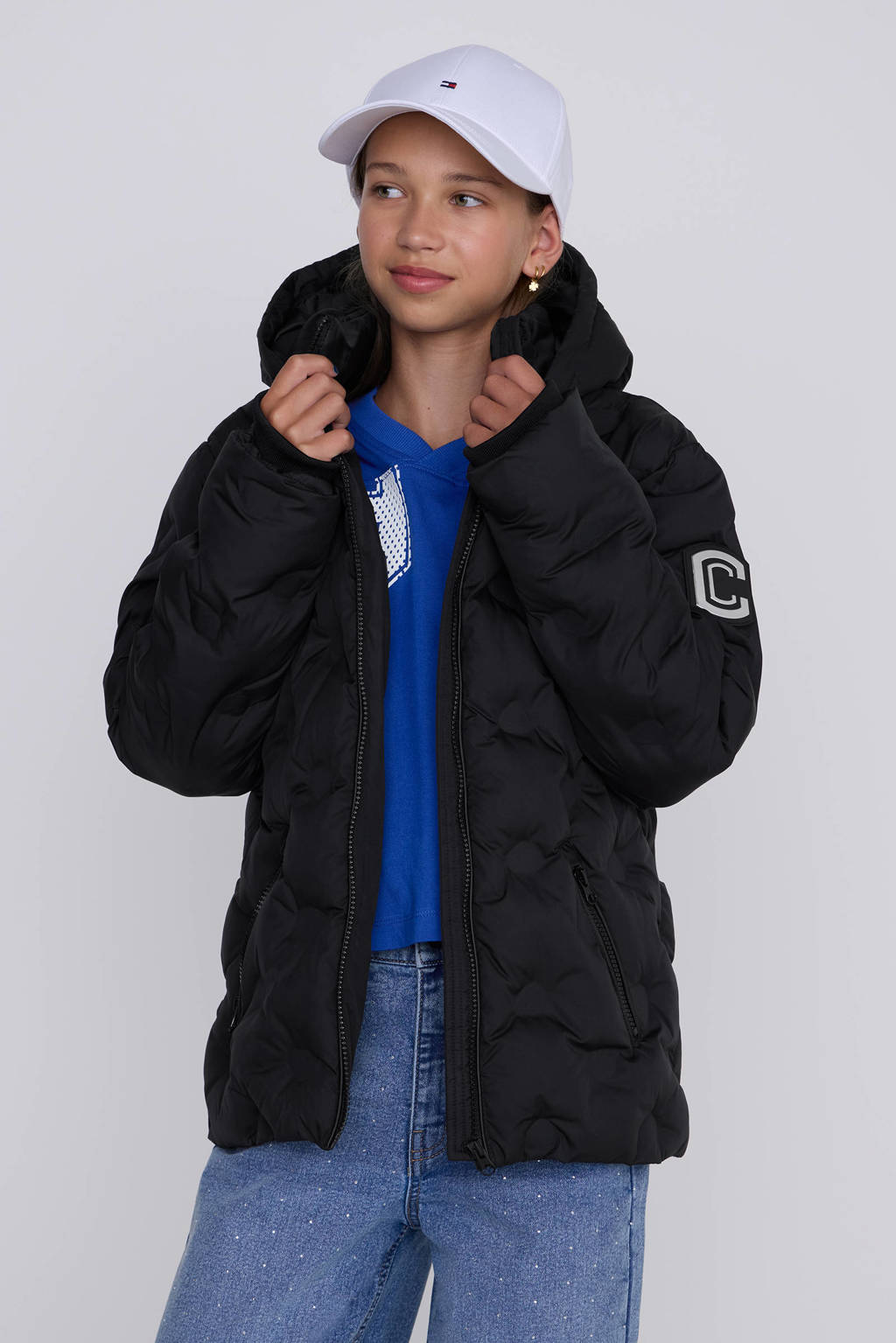 Coolcat Puffer Winterjas Jennifer met 3D Hartjes Zwart