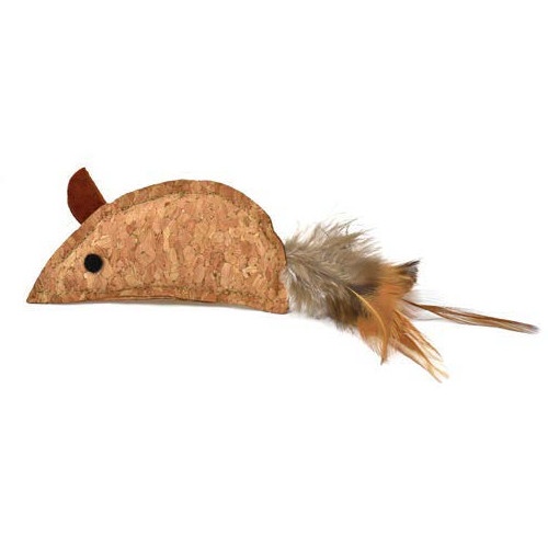 Rato de cortiça com penas Nayeco para gatos