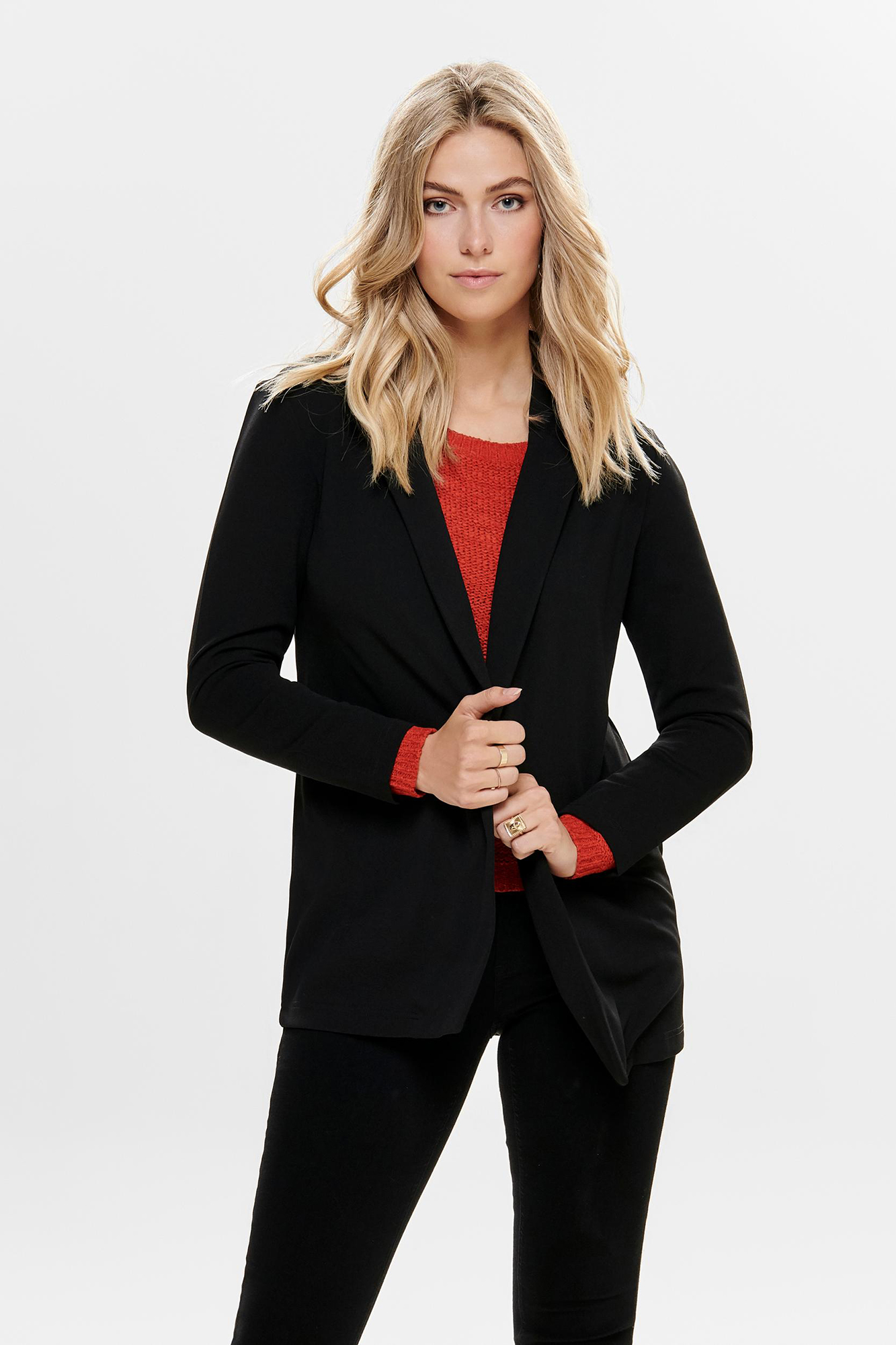 Blazer fluido com mangas compridas