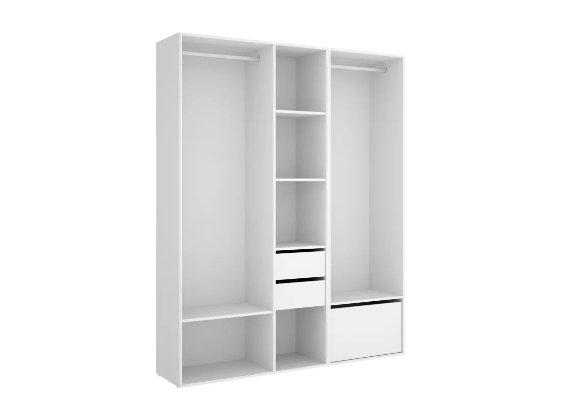 Ensemble dressing avec 2 tiroirs + 1 porte à chaussure et fond d'arrière réversible coloris chêne naturel, blanc  - Longueur 158 x Profondeur 45 x Hauteur 205 cm