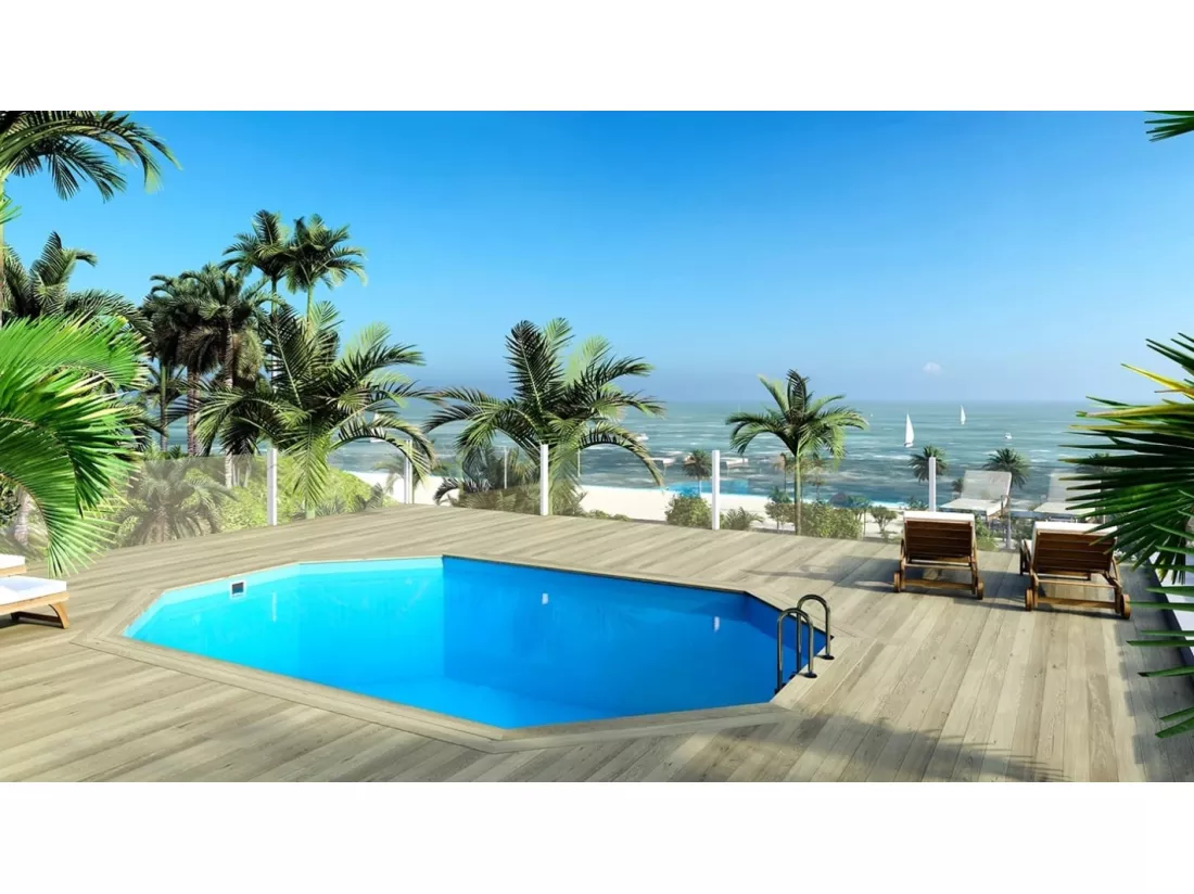 Piscine en bois 6,53x4,41 - H.1,42 m - avec filtration - BAS752OSPI - ALTANKA