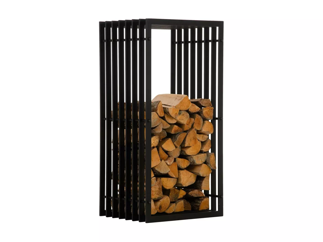 Etagère bois de cheminée - Métal - 50 x 40 x 100cm - Noir-mat - Irving