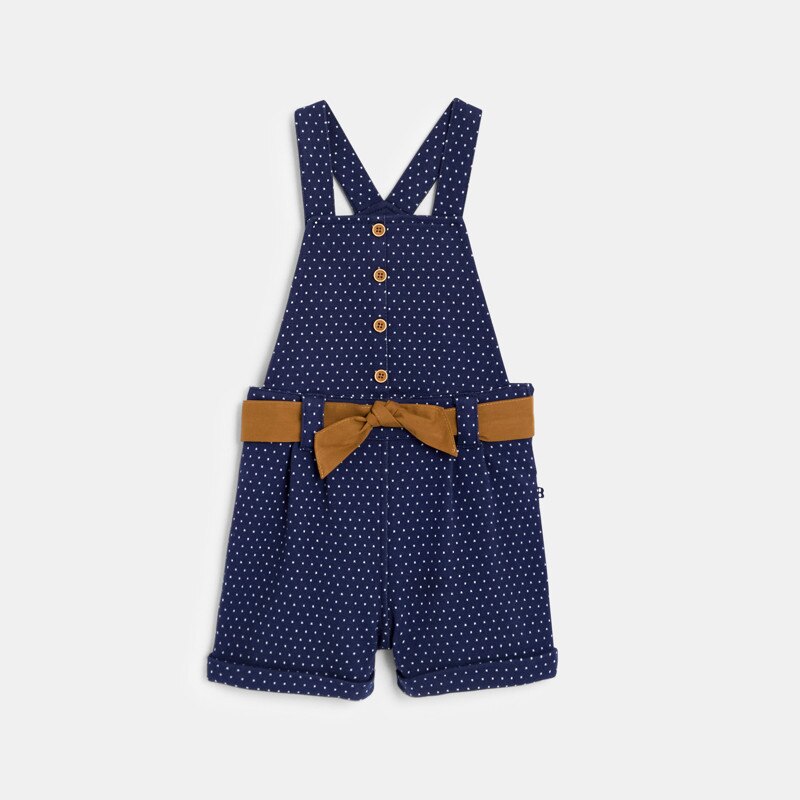 Salopette courte à pois bleue bébé fille Bleu